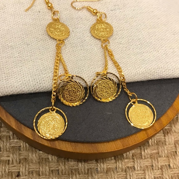 Lira Earrings, Coin Earrings, Dangle and dangle earrings, Middle East Jewelry - Picture 6 of 6
